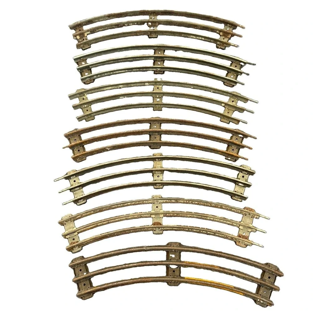 Vintage Lot Lionel 027 Gauge Train Track 7 Curved Metal Railroad Tracks